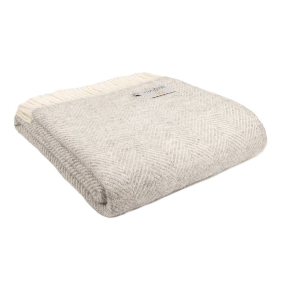 Textiles & Rugs HUNTER JONES | Tweedmill Wool Throw Silver Grey