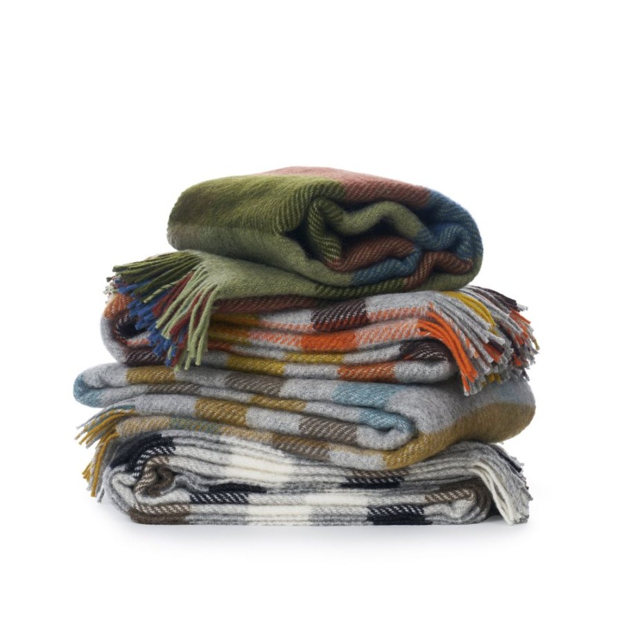 Textiles & Rugs HUNTER JONES | Klippan Gotland Wool Throw In Multi Turqouise Check