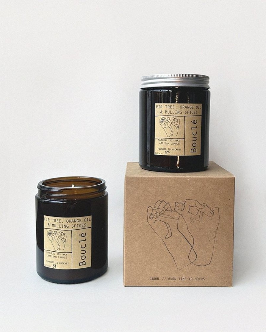 Home Fragrance HUNTER JONES | Boucle Fir Tree, Orange Oil & Mulling Spices Christmas Candle