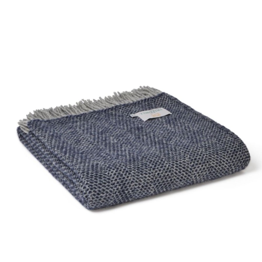 Textiles & Rugs HUNTER JONES | Tweedmill Wool Throw Navy Large