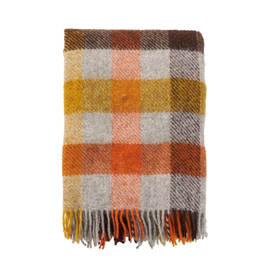 Textiles & Rugs HUNTER JONES | Klippan Gotland Wool Throw In Multi Yellow Check